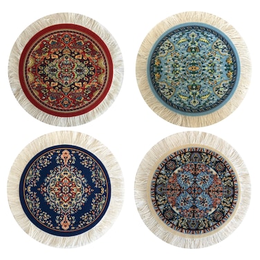 Inusitus Set of 4 Round Dollhouse Rugs  Miniature Carpets for Dolls 5