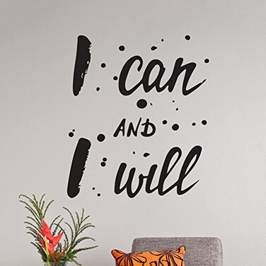 Wall4Stickers Wall Quote Motivational Home Wall Decor Vinyl Sticker Decal Mural Art Inspire I can and I Will
