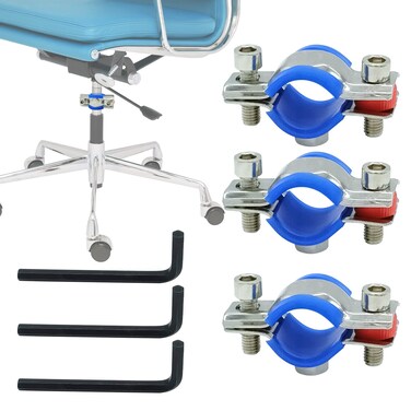 LJZP 3 Pack Fix Sinking Office Chair Office Chair Saver for Stop Sinking Solid Stainless Steel Adjustable Height Chair Saver Kit with Hexagon Wrench Adjustable Height and Leather Pads Support