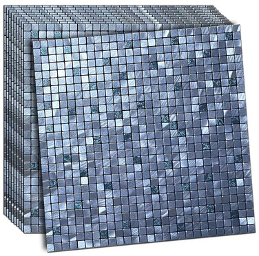 XUANINY 10Piece Peel and Stick Backsplash for Kitchen Aluminum 3D Wall Sticker Panel SelfAdhesive Metal Mosaic Tile 1141x1141 Light Blue
