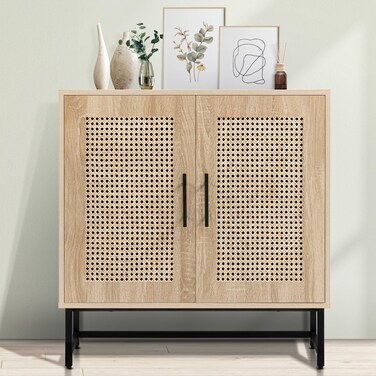 KFO Storage Cabinet with Handmade Natural Rattan Doors Rattan Cabinet Sideboard Buffet Cabinet Accent Cabinet for Living Room Hallway Dining Room Entryway KF0020