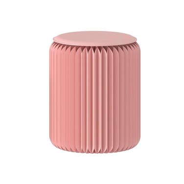 Home Furniture Modern Design Accordion Portable Folding Paper Stool Kraft Paper Relaxing Multifunction Round Foot Stool Side tableFashion Paper Design Ideal for School Living Dining Room Pink