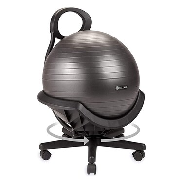 Gaiam Ultimate Balance Ball Chair Standard or Swivel Base Option  Premium Exercise Stability Yoga Ball Ergonomic Chair for Home and Office Desk  52cm AntiBurst Ball Air Pump Exercise Guide