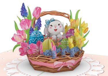 Liif Bunny Basket Easter Card 3D Easter Pop Up Card with Message Note  Envelop