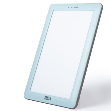 AABY WL22 Light Therapy Lamp UV Free Flicker Free 10000 Lux LED White Sunlight 3 Step Brightness 3Step Time Indicator Press Control Regional Adapter Compact Size for HomeOfficeTravelling Blue