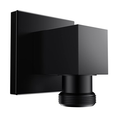 Lavatrum Wall Mounted Supply Elbow Wall Elbow for Hand Shower Solid Brass Square Wall Supply Elbow Check Valve Included Square Matte Black