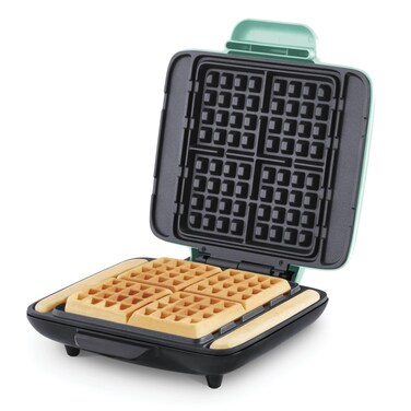Dash Deluxe NoDrip Waffle Iron Maker Machine 1200W  Hash Browns or Any Breakfast Lunch  Snacks with Easy Clean NonStick  Mess Free Sides Aqua