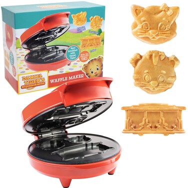 Daniel Tiger Waffle Maker Iron  Electric Nonstick Waffler Featuring 3D Character Shaped Waffles or Pancakes of Daniel Tiger Caterina Kitty Cat  the Trolley  Make Breakfast Fun for Kids and Adults