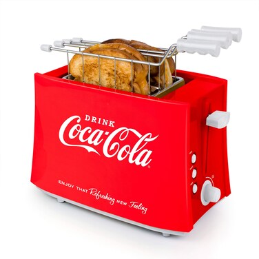 Nostalgia TCS2CK CocaCola Grilled Cheese Toaster with EasyClean Toaster Baskets and Adjustable Toasting Dial