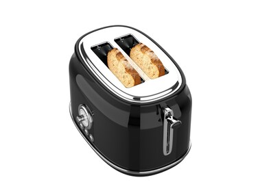 Frigidaire ETO102BLACK 2 Slice Toaster Retro Style Wide Slot for Bread English Muffins Croissants and Bagels 5 Adjustable Toast Settings Cancel and Defrost 900w Black