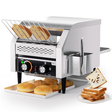 PYY Commercial Toaster 300 SlicesHour Toaster Conveyor for Restaurant Bread Bagel Toaster Heavy Duty Stainless Steel Carrier 300 Pieces per Hour