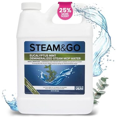 Steam and Go   Demineralized Water for Cleaner PVCFree Floor Cleaner Liquid Compatible With Any Mop er ReadytoUse Multisurface Cleaner Scented Mop Solution Eucalyptus Mint 32 oz