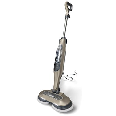 Shark S7001 Mop Scrub  Sanitize at The Same Time Designed for Hard Floors with 4 Dirt Grip Soft Scrub Washable Pads 3 Steam Modes  LED Headlights Gold