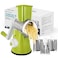 X Home Rotary Cheese Grater Handheld Vegetables Slicer Cheese Shredder with Rubber Suction Base 3 Stainless Drum Blades Included Green