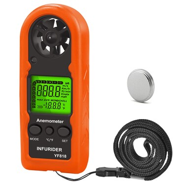 INFURIDER Digital Anemometer Handheld YF818 Wind Speed Meter GaugeAccurate Measures Wind Velocity  Temperature with Wind Chill Backlight MAXAVGAirflow Meter for Outdoor Activities2022 Upgraded
