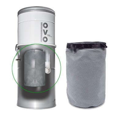 OVO Central Vacuum Permenent Filter 12 Liter Fits OVO655700ST35H NADAIR600700AL32 Machine Washable Grey