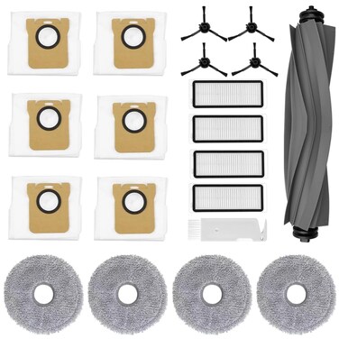 Accessories Compatible with Dreametech L20 Ultra L30 Ultra Robot Vacuum Cleaner 20 Pack Replacement Parts 1 Roller Brush 4 Filters 4 Side Brushes 4 Mop Cloths 6 Dust Bags 1 Cleaning Tool