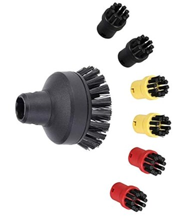OYSTERBOY 7 Pcs Replacement Accessories Steam Cleaner Stubborn Stain Remove Durable Nylon Brush Nozzle  1 Big Round Brush  6 Small Round Brush Compatiable for Karcher SC1 SC2 SC3 SC4 SC5 SC7 CTK10