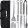 Kona BBQ Grill Tools Set with Case  18 inches Long to Keep Hands Away from Heat Premium Stainless Steel Grilling Utensils with Bottle Opener Handles  Makes A Great Gift