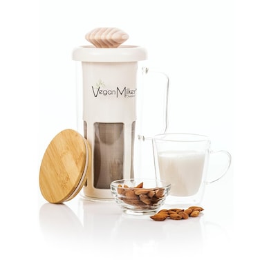 Vegan Milker Soul Kitchen Tool to make plant milks from any nut grain or seed Wooden mortar Milk Maker with Free Recipe EBook Soul