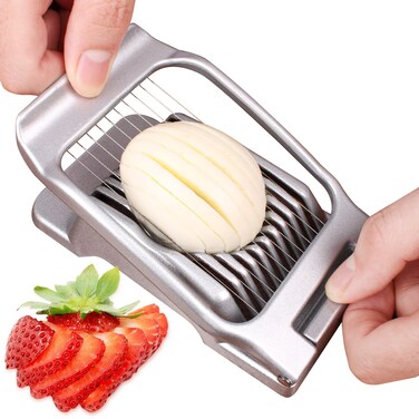 Codoule Egg Slicer for Hard Boiled Eggs Egg Cutter Strawberry Slicer Heavy Duty Aluminium Slicer Stainless Steel Wire Multipurpose Egg Slicer Dicer for Soft Fruit MushroomEgg Slicer
