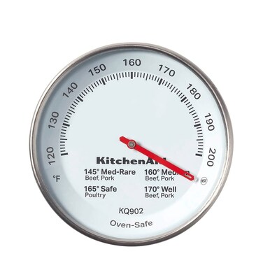 KitchenAid KQ902 Leavein OvenGrill safe Meat Thermometer TEMPERATURE RANGE 120F to 200F Stainless Steel Analog