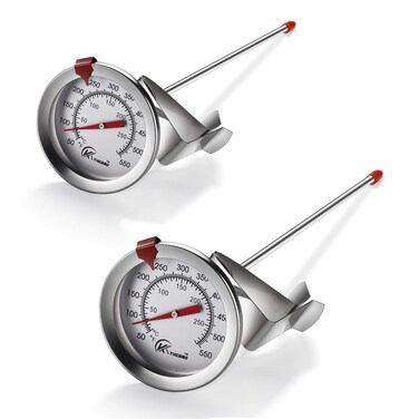KT THERMO Deep Fry Thermometer with Instant ReadDial Thermometer2Pack6 Stainless Steel Stem Meat Cooking