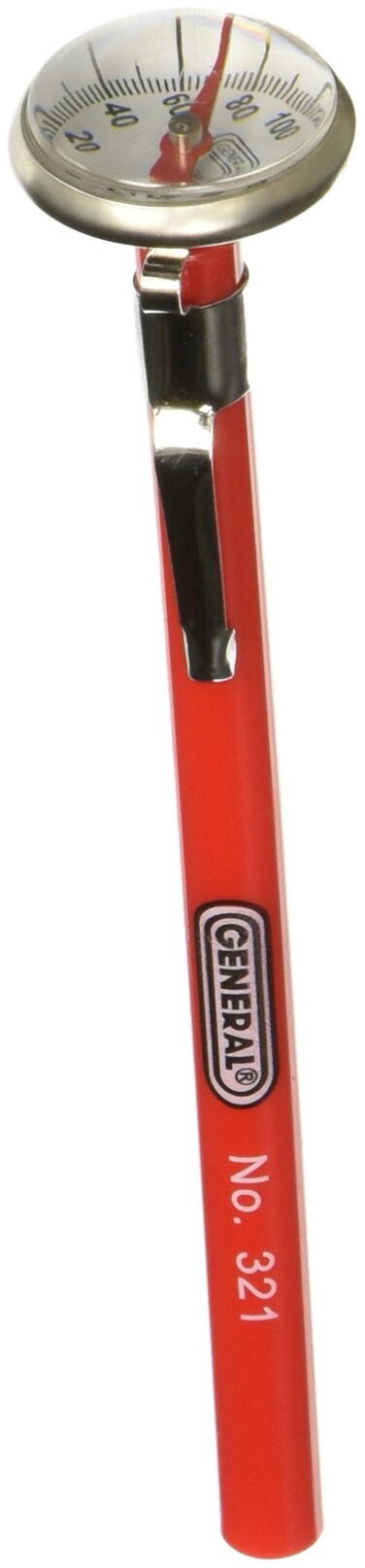 General Tools 321 Instant Read Pocket Stem Thermometer 5 in Inch Probe 0 to 220 degrees Fahrenheit 18 to 104 degrees Celsius Range With Easy To Read Magnified 1 in Dial