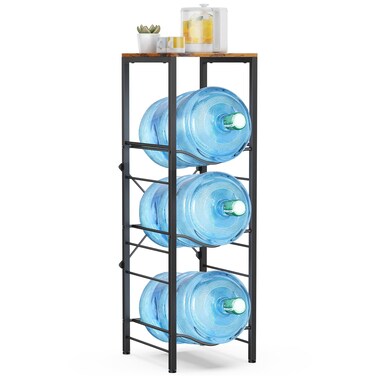 Housolution 3tier 5 Gallon Water Jug Holder with Storage Shelve Detachable 5 gallon Water Bottle HolderWater jug Stand Water Jug Rack Water Bottle Organizer for Kitchen Office Living RoomBlack