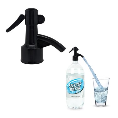 Sodafall fizz saver soda bottle dispenser for seltzer and club soda black