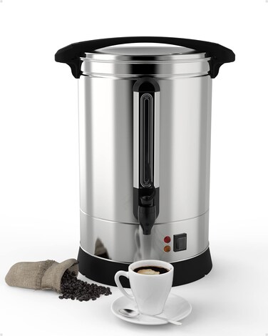 Coffee Urn 100 Cup Stainless Steel Commercial Coffee Maker 14L37 Gal Electric Hot Beverage Dispenser Large Hot Water Dispenser Coffee Dispenser Hot Water Urn For Business Catering Party