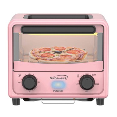 Brentwood TS3430PK 500W Stainless Steel Mini Toaster Oven Metal Pink