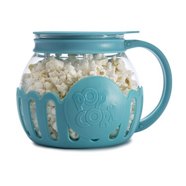 Ecolution Patented MicroPop Microwave Popcorn Popper with Temperature Safe Glass 3in1 Lid Measures Kernels and Melts Butter Made Without BPA Dishwasher Safe 15Quart Teal