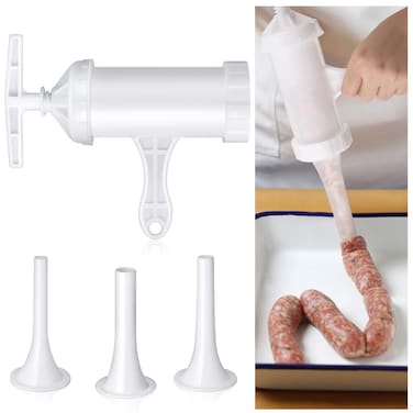 Mudder Sausage Stuffer Manual Sausage Maker Plastic Meat Filler Stuffer Funnel Tubes Sausage Filling Tool for Hand Operated Meat Grinder Food Grinder for Household Use Christmas