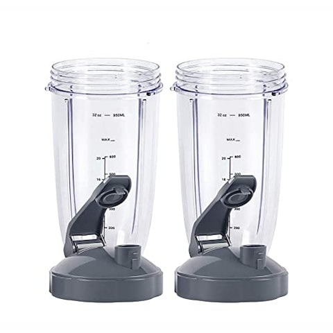 WWjiuyue Blender Cups for Nutribullet Blender 32OZ Cup with Flip Top To Go Lid Compatible with Nutribullet 600W 900W Blenders Blender Replacement Parts 2 Pcs