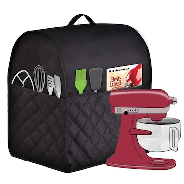 HOHUO Stand Mixer Dustproof Cover for KitchenAid MixerMulti Pockets for Various Kitchen Appliance AccessoriesWaterresistantEasy Cleaning Black Fit for Tilt Head 455 Quart