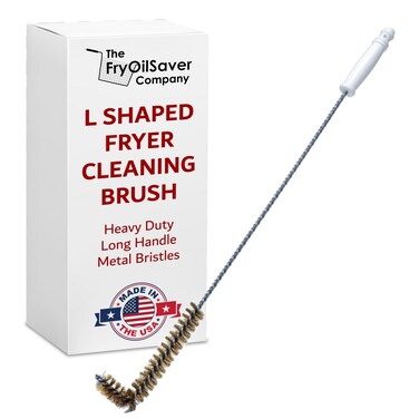 THE FRYOILSAVER COMPANY Co L Shaped Fryer Cleaning Brush High Temperature Heavy Duty Deep Fryer Coil Cleaner Long Handle Metal Bristles Good to 750F B53C 1 Pack