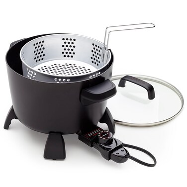 Presto 8Quart Big Kettle Steamer and Deep Fryer MultiCooker Black
