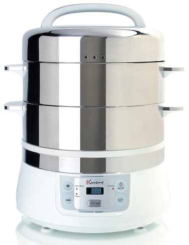 Euro Cuisine Electric Steamer Stainless Steel 17 Quarts WhiteStainless Steel