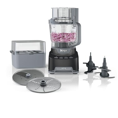 Ninja NF705BRN Professional XL Food Processor Storage Box 1200 PeakWatts 4in1 Chopping SlicingShredding Purees Dough 12Cup Processor Bowl 2 Blades  2 Discs Feed ChutePusher Black