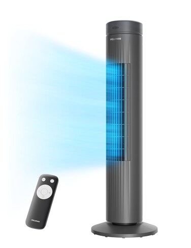 PELONIS 30Inch Oscillating Tower Fan for Bedroom  3 Speed 37dB Quiet Tower Fan with Remote Control and 7Hour Timer  ETL Certified Grey