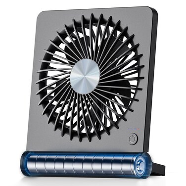Koonie Portable Desk Fan 3520hrs Battery Operated Small USB Fan with Ultra Quiet 220 Tilt Folding Rechargeable Personal Fan with 3 Speeds Strong Wind for Home Office Desktop Black