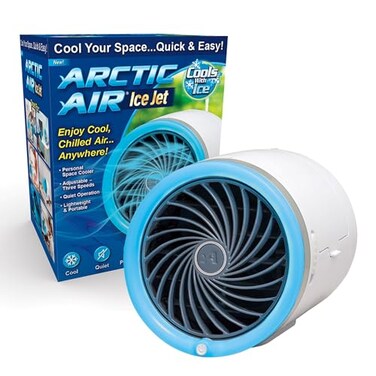 Arctic Air Ice Jet Personal Air Cooler 3Speed Room Cooler with Reusable Ice Packs Portable Cooler with MultiDirectional Vent  7 LED Lights WhisperQuiet Air Cooler for Room