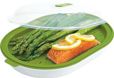 Goodcook 20147 BPAFree Plastic Microwave Vegetable and Fish Steamer Green