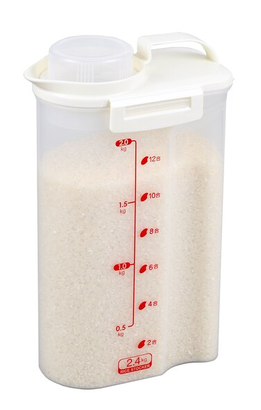 Pearl Metal HB3898 Sealed Rice Bin Made in Japan For 53 lbs 24 kg White Width 73 inches 185 cm Depth 43 inches 110 cm Height 116 inches 295 mm Refrigerator Handy Rice Stocker