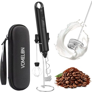 VOMELON Rechargeable Milk Frother Electric Coffee Foamer Handheld Drink Mixer for Latte Cappuccino Coffee Eggs Hot Chocolate ProteinGreen