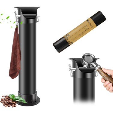 Gliery Knock Box for Espresso Grounds Commercial Floor Standing Barista Style Absorbent Knockbox with Removable NonSlip Base Coffee Grind Collection Dump BinBlack