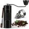ALPACA VENTURES Premium Manual Coffee Grinder Black  Adjustable Grind Settings French Turkish Press Drip Espresso with Stainless Steel Conical Burrs Double Bearing Home Camping Coffee Brew Gift