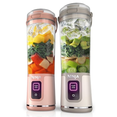 Ninja BC155PS Blast TwoPack Portable Blender Cordless 18oz Vessel Personal Blenderfor Shakes  Smoothies BPA Free LeakproofLid  Sip Spout Rechargeable Dishwasher Safe Parts Peach  Stone