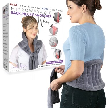 Microwave Heating Pad for Lower Back Pain Relief  Moist Heating Pad for Neck  Shoulders Cramps Microwavable Heating Pads 71 Ties Heat Pack Warm Compress Heat Wrap Flaxseed Rice Hot Bag Gray